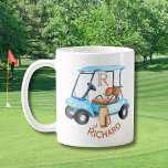 Caneca De Café Nome do Monograma de Clubs de Carrinho Personaliza<br><div class="desc">Clubs de Carrinho Personalizados com nome e bola de golfe monograma — Este é um presente de excelente para todos os amantes de golfe — simples e clássico. Personalize-o com as suas iniciais/monograma. Se tiver alguma pergunta sobre design ou uma solicitação especial,  envie um email para: charmdesignstudio@rcn.com</div>
