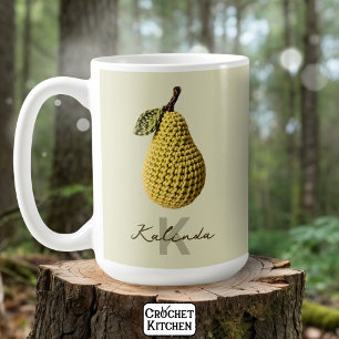 Caneca De Café Nome do Monograma de Pear Amarelo Mínimo Moderno