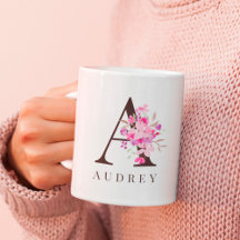 Nome do monograma do script negro negro floral pre