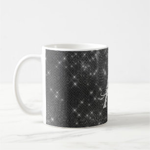 Caneca De Café Nome do Monograma do Shimmer do Silver Sparkle & I