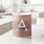 Caneca De Café Nome do Monograma do Sparkle Glitter de rosa Doura<br><div class="desc">Cor-de-rosa-azul - Rosa Dourado Sparkle Glitter Monograma Name e Coffee Mug Inicial. A caneca é o presente perfeito para alguém que ama ouro rosa.</div>