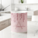 Caneca De Café Nome do Monograma do Sparkle Glitter de rosa Doura<br><div class="desc">Cor-de-rosa-claro - Brilhante de brilho moderno,  Dourado,  com Rosa,  extraindo o nome da Girly Monogramas e a caneca inicial de café. A caneca é o presente perfeito para alguém que ama ouro rosa.</div>