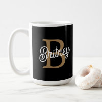 Nome do Monograma Elegante Moderno Script Dourado 