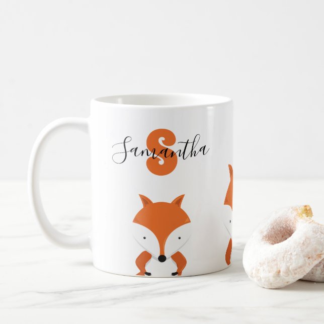 Caneca De Café Nome do Monograma Fox (Com Donut)
