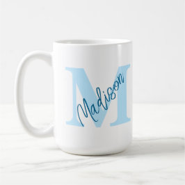 Caneca De Café Nome do Monograma Personalizado Blue Mug