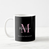 Nome do Monograma Personalizado Cor-de-Rosa Preto 