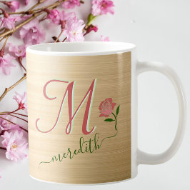Caneca De Café Nome do Monograma Personalizado do Glam Dourado
