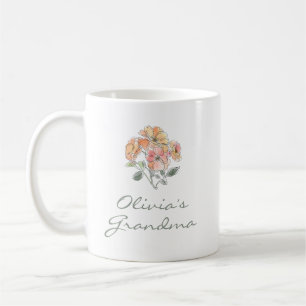 Caneca De Café Nome do Neto Vovó Floral Aquarela Personalizado