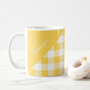 Caneca De Café Nome do Padrão de Verificação de Xadrez de Buff