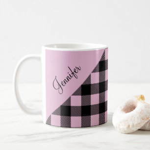 Caneca De Café Nome do Padrão de Verificação de Xadrez de Buff