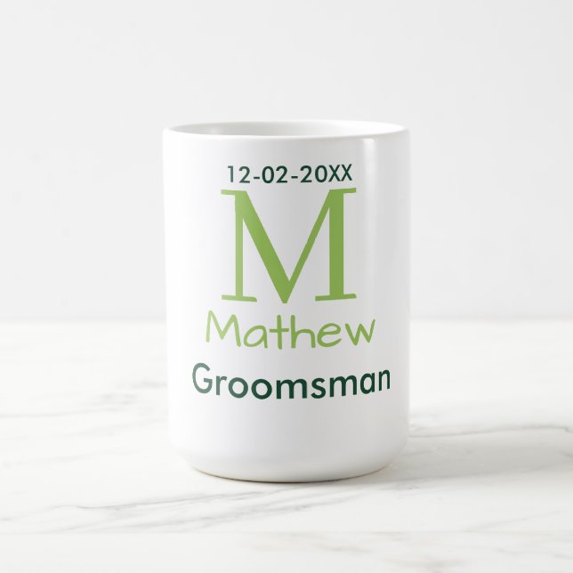 Caneca De Café nome do padrinho verde masculino letra data pastel (Centro)
