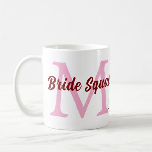 Caneca De Café Nome do pelotão de noiva: monograma bridesmaid dat