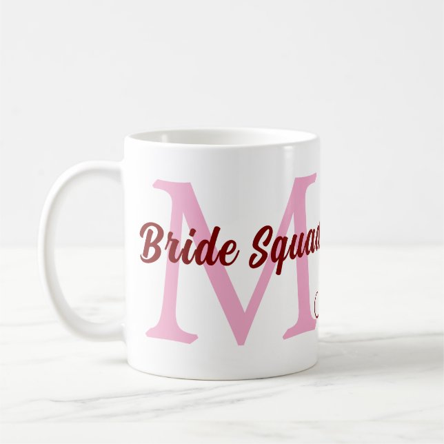 Caneca De Café Nome do pelotão de noiva: monograma bridesmaid dat (Esquerda)