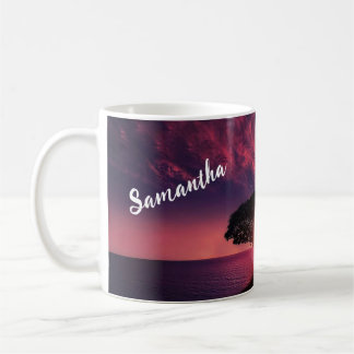Caneca De Café Nome do Pôr-do-Sol Vermelho