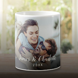 Caneca De Café Nome do Script da Foto do Seu Casal Favorito