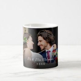 Caneca De Café Nome do script da sua foto de casamento favorita e