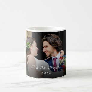 Caneca De Café Nome do script da sua foto de casamento favorita e