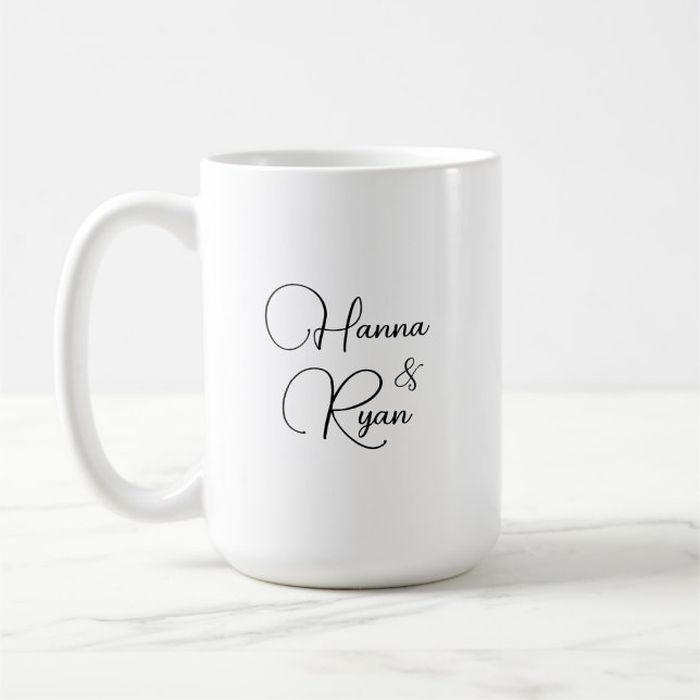 Caneca De Café Nome Do Script De Casamento Elegante Coffee Mug (Esquerda)