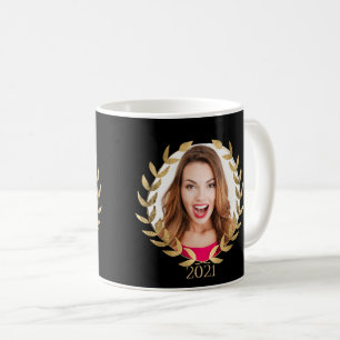 Caneca De Café Nome do Script de Foto Dourado Elegante do Formand