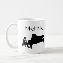 Caneca De Café Nome do Script de Notas Musicais de Piano Café Pre