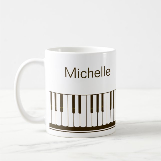 Caneca De Café Nome do Script de Notas Musicais de Piano Café Pre (Esquerda)