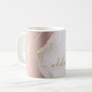 Caneca De Café Nome do Script do Monograma do Glitter Dourado do