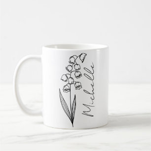 Caneca De Café Nome do Script Elegante Pode Nascer Mês Flor