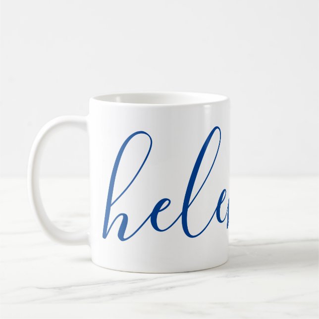 Caneca De Café Nome do Script Personalizado Gift Blue Mug Persona (Esquerda)