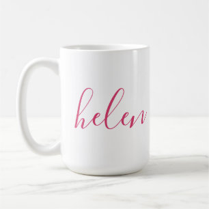 Caneca De Café Nome do Script Presente Personalizado Rosa Branco