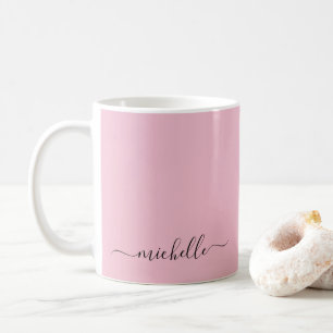 Caneca De Café Nome do Texto da Cor Rosa Blush da Escrita à Mão P
