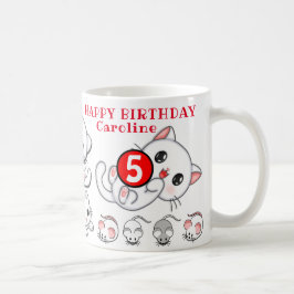Caneca De Café Nome dos Gatinhos Fofos e Aniversário da Criança I