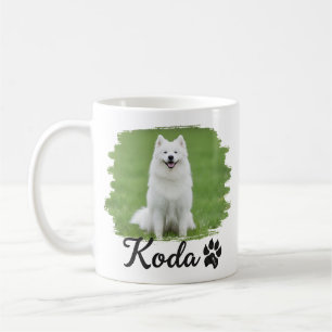 Caneca De Café Nome e Foto de Pet com Tipografia Moderna Simples