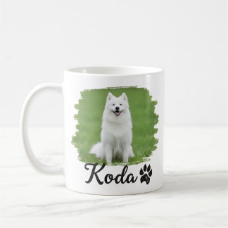 Caneca De Café Nome e Foto de Pet com Tipografia Moderna Simples