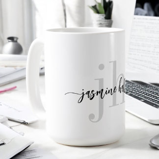 Caneca De Café Nome e Iniciais de Tendências Simples