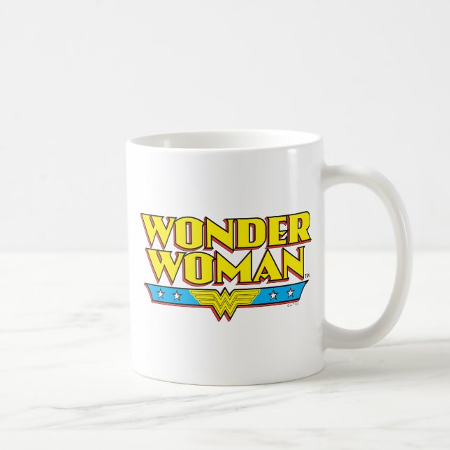 Caneca De Café Nome e logotipo da Mulher Maravilha (Direita)