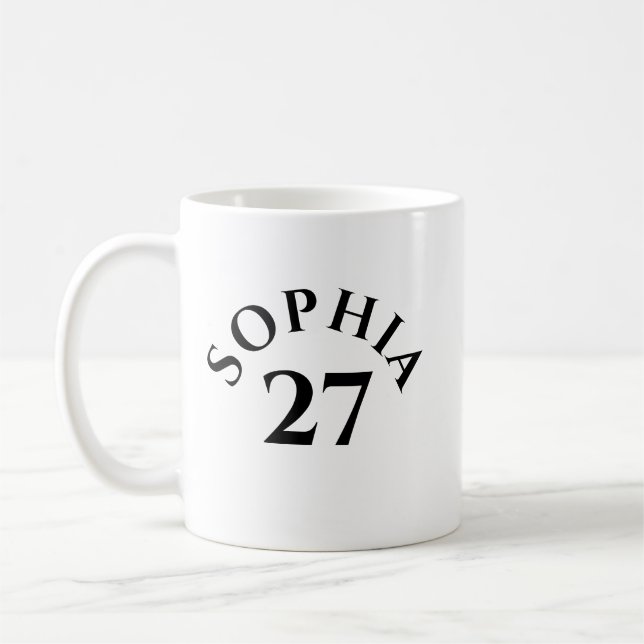 Caneca De Café Nome e Número Personalizados (Esquerda)