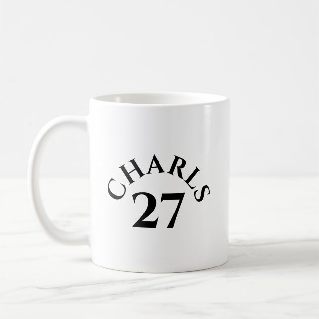 Caneca De Café Nome e Número Personalizados (Esquerda)