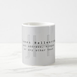 Caneca De Café Nome e Slogan Editáveis Modernos   Gradiente Cinza