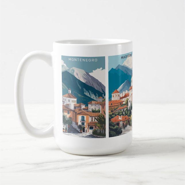 Caneca De Café Nome e texto personalizados Montenegro (Esquerda)