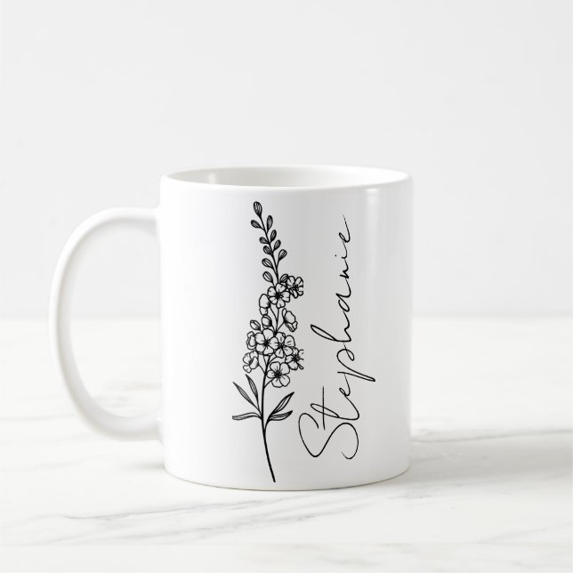 Caneca De Café Nome Elegant Script EspelezinhodeLírio Julho Flor  (Esquerda)