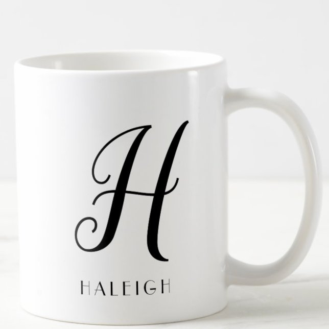 Caneca De Café Nome Elegante com Monograma Chic ("Everyday is abundantly beautiful." 
Sincerely Best Wishes from Lucky Design World)