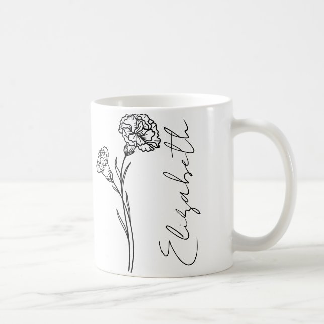 Caneca De Café Nome Elegante da Flor de Nascimento de Janeiro Cra (Direita)