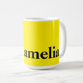 Caneca De Café Nome Elegante de Cor Sólida Canário Amarelo