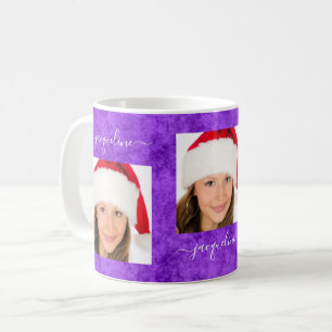 Caneca De Café Nome Elegante de Foto Roxo