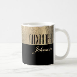 Caneca De Café Nome Elegante Ouro Negro
