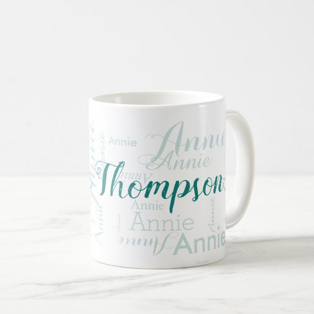 Caneca De Café nome elegante padrão para ela, em branco (Frente Esquerda)