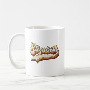 Caneca De Café Nome Elizabeth Retro Design Vintage Anos 70