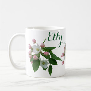 Caneca De Café Nome Elly personalizável cor-de-rosa bonito floral