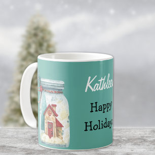 Caneca De Café Nome, Feliz Natal, Casa de Doces Mágicos 11oz