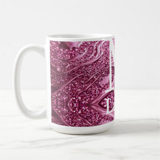 Caneca De Café nome feminino monograma abstrato metálico rosa bri